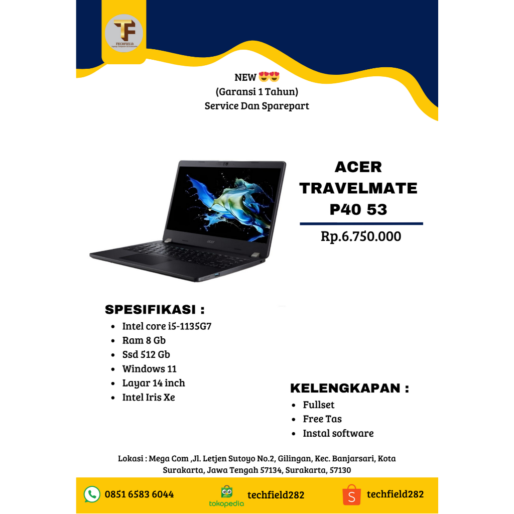 ACER TRAVELMATE P40 53- Intel core i5-1135G7 - Ram 8 Gb - Ssd 512 Gb