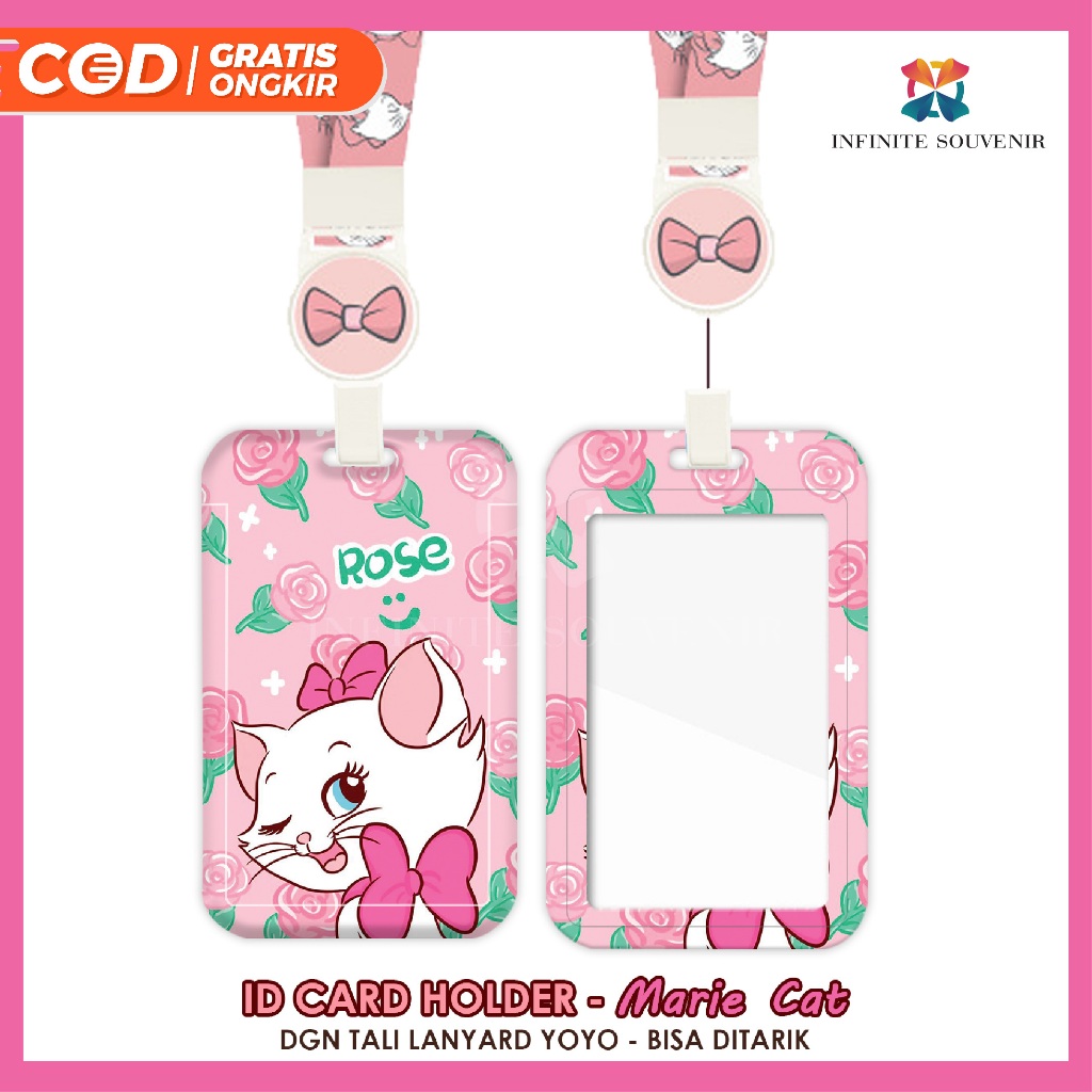 

CTK031 (N017) ID Card Holder Tali Yoyo Marie Cat Disney / Nametag Yoyo Kucing / Tali Bisa Ditarik