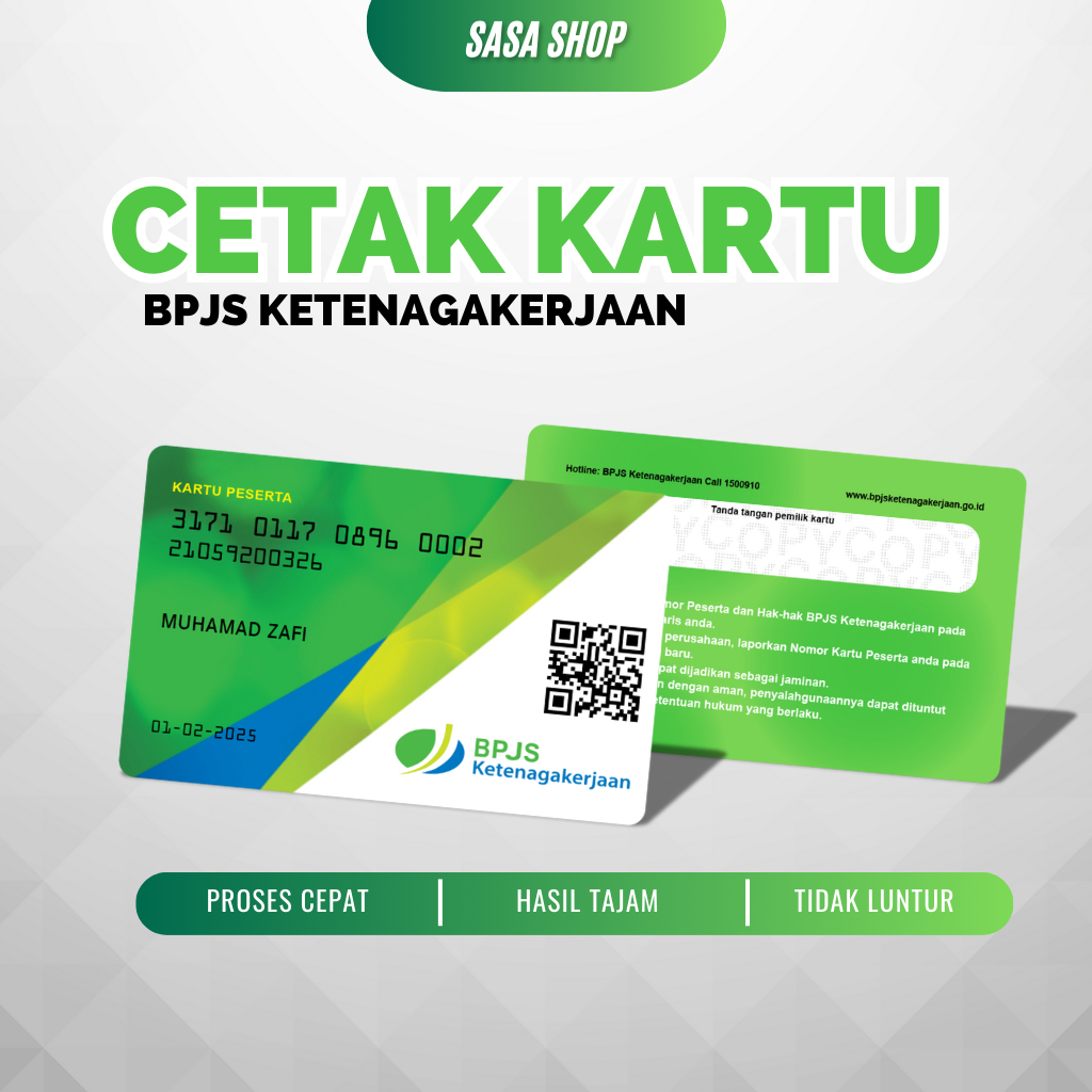 

Cetak Kartu BPJS ketenagakerjaan Berbahan PCV tebal - tanpa minimal order