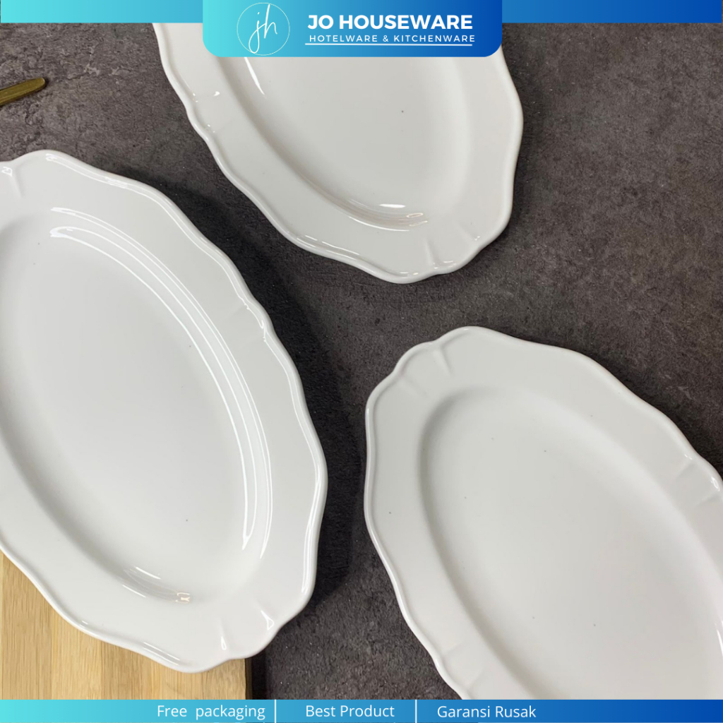 Piring Oval Unik Keramik Premium putih s / Piring Leorah piring hotelware serbaguna