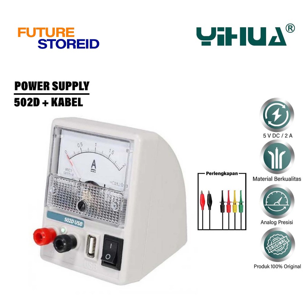 YIHUA POWER SUPPLY 502D + KABEL ORIGINAL - PSU ANALOG PRESISI ALAT TEKNISI