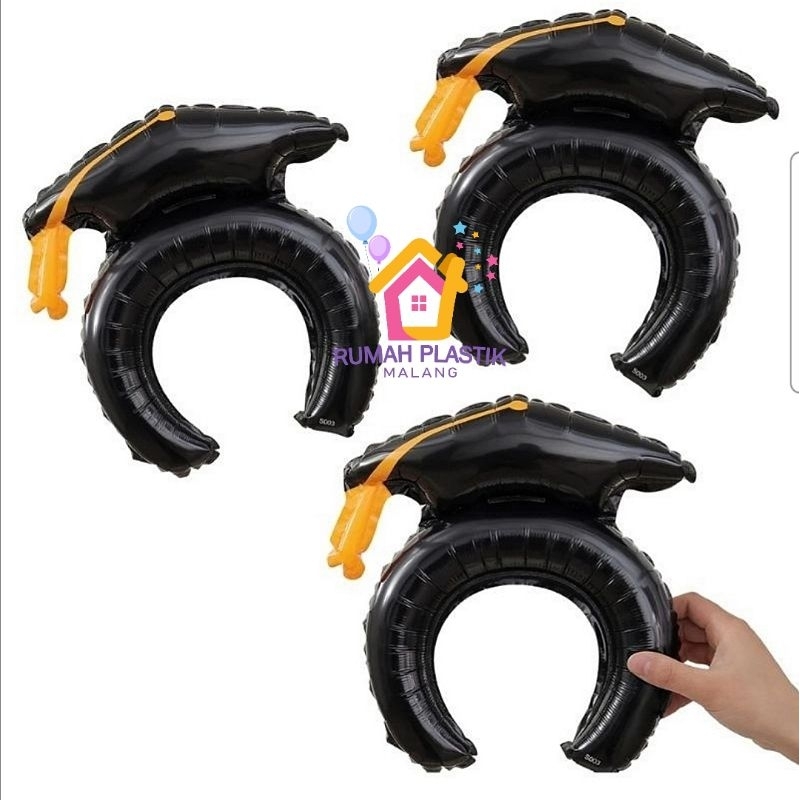 BALON FOIL BANDO WISUDA graduation graduated balloon hiasan kepala bandana topi aksesoris anak remaj