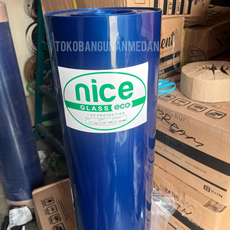 Plat plastik pagar fiber BIRU tebal 0.6 mm / Tinggi 1 meter