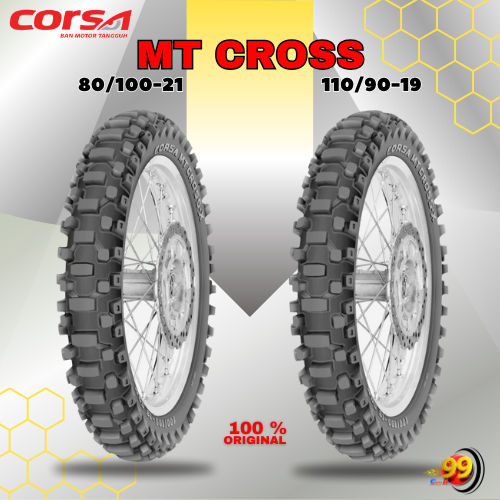 Paket Ban Motor TRAIL CORSA CROSS R 80/100 Ring 21 - 110/90 Ring 19 Non Tubeless