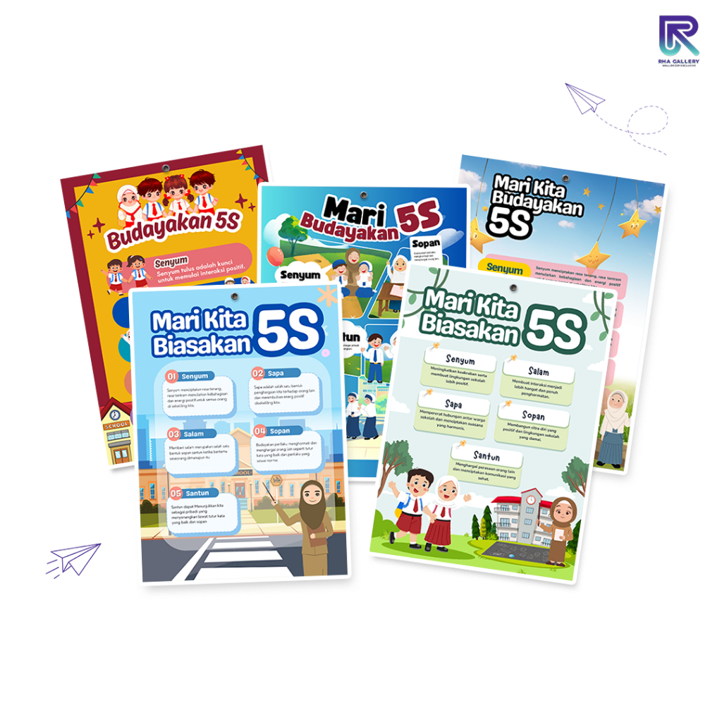RHA GALLERY Poster Edukasi Budaya 6S Kebersihan Pajangan Sekolah Edukasi Dekorasi Kelas