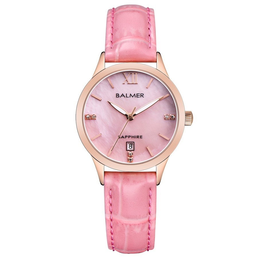 Jam Tangan Wanita Balmer 8198 Analog Sapphire Glass-Kulit - Silver