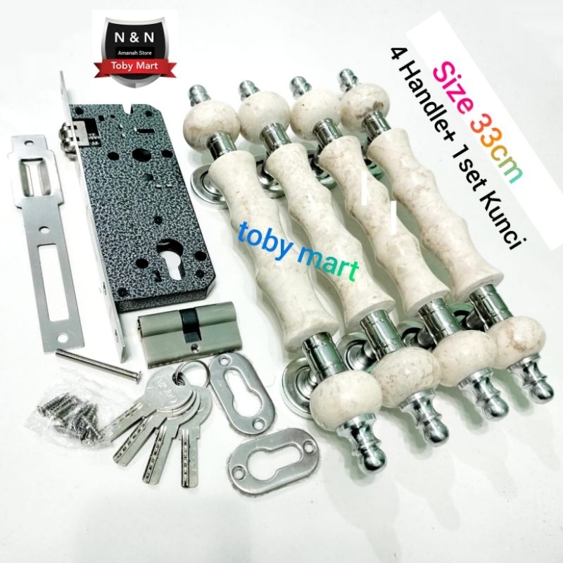 Fullset 1set Kunci Rumah Gagang Pintu / Handle pintu batu marmer Keramik Anti karat
