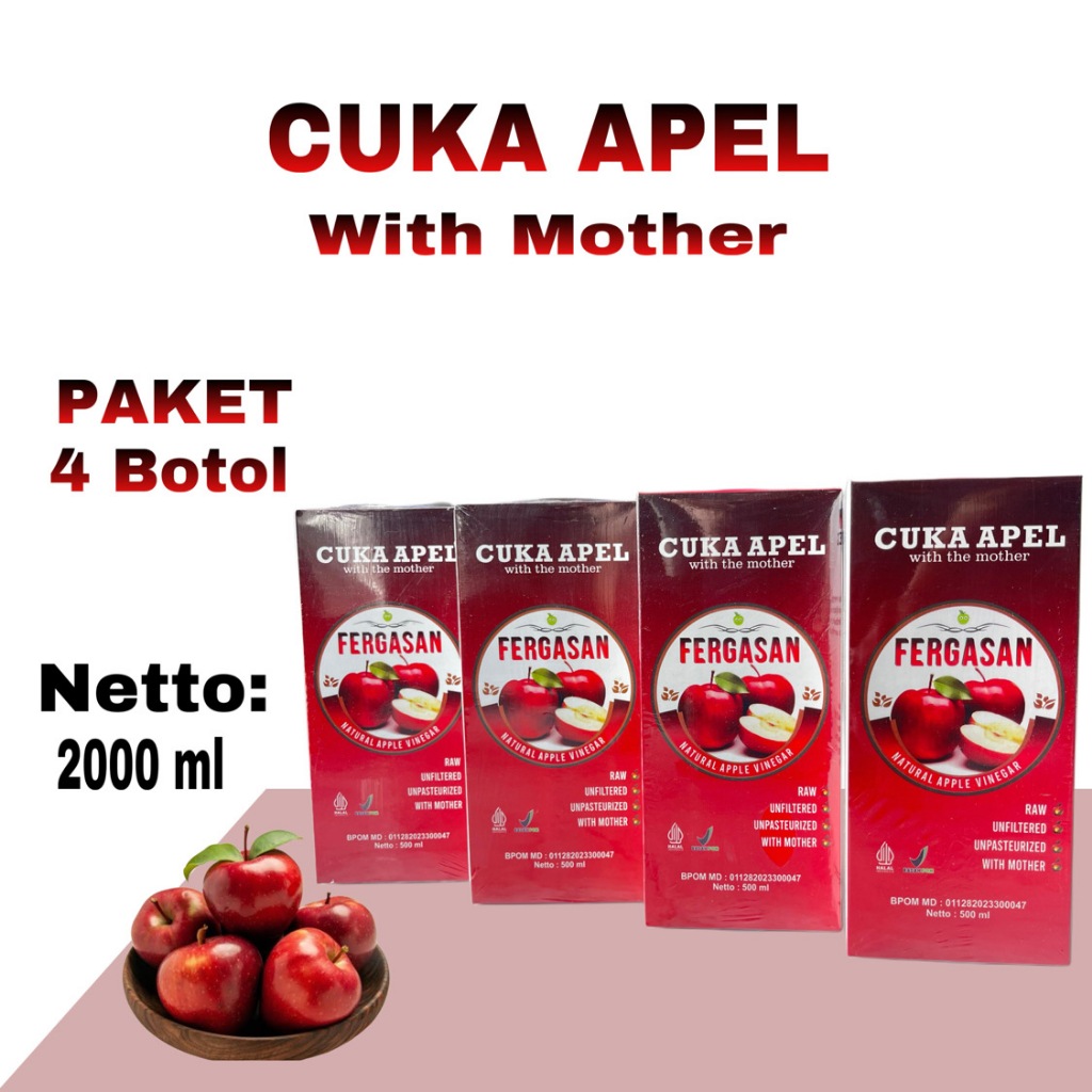 

Fergasan - Cuka Apel Organik 100% Original - Dengan Inang Cuka - Paket Isi 250 Ml - 1000 Ml