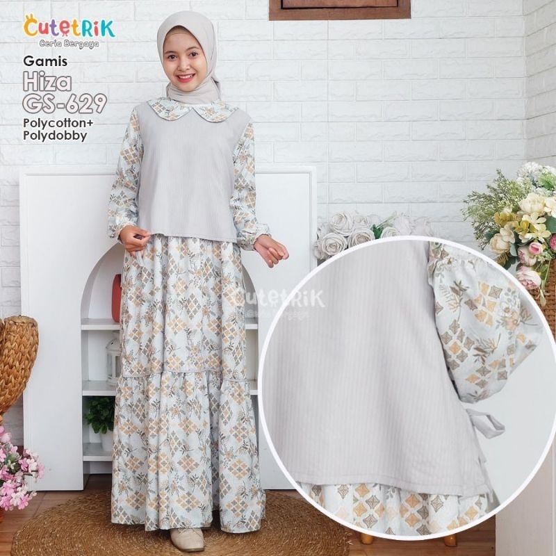 Cutetrik gamis hiza/Korean style outfit/gamis outer anak dan remaja/gamis remaja