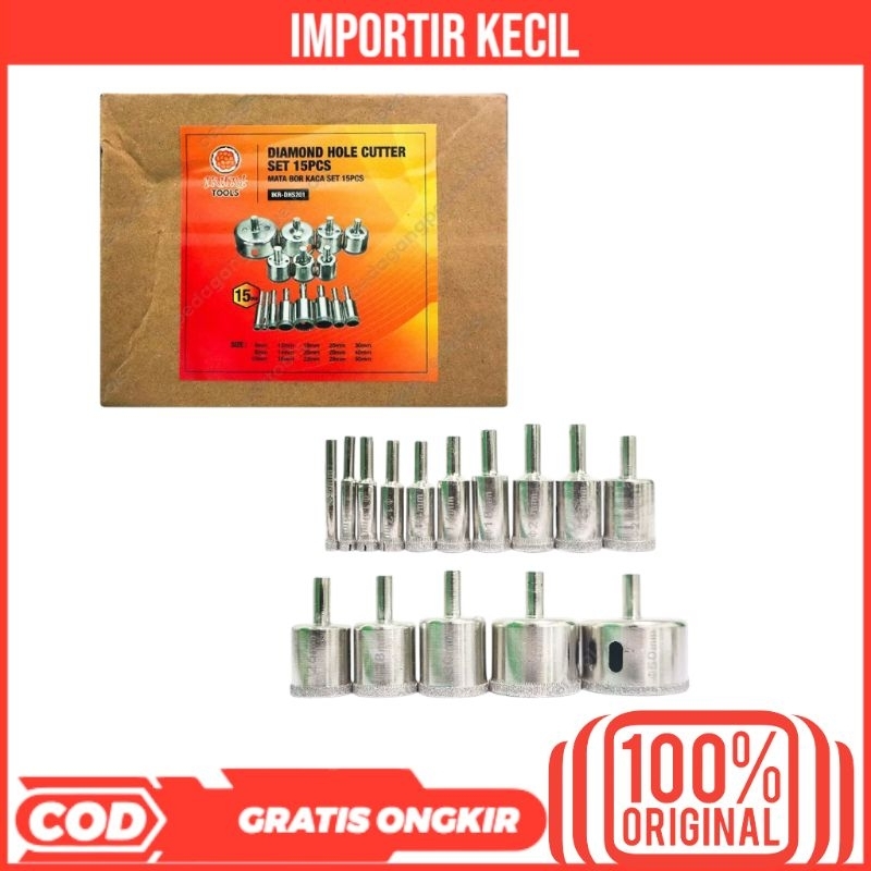 MATA BOR KACA SET 15PCS DIAMOND HOLE SAW  MATA BOR KACA KERAMIK GRANIT