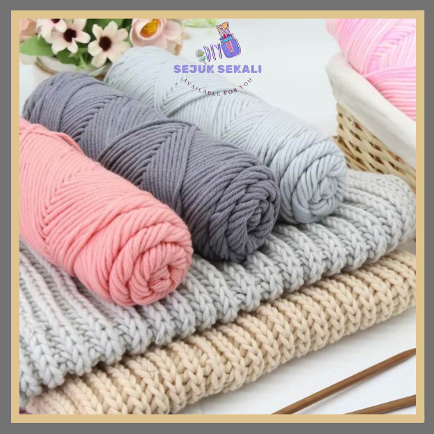 Benang Rajut Katun Sutra Susu 8Ply Besar / Katun Susu Import Big 8ply (100gram)