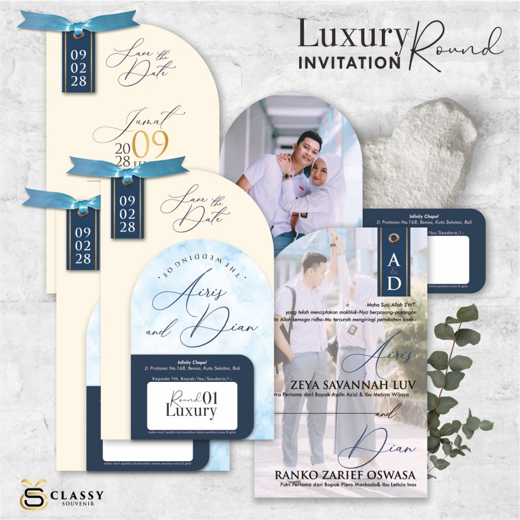 UNDANGAN PERNIKAHAN CUSTOOM AESTHETIC  - UNDANGAN NIKAH FULL COLOUR PITA - UNDANGAN UNIK LUXURY ROUN