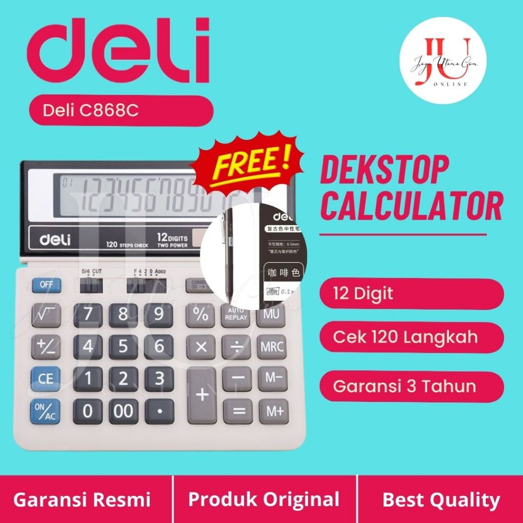 

Zyd Deli C868C / E1238 / E1589 / E1630 / E1507 / E1629 Kalkulator 12 Digit Original