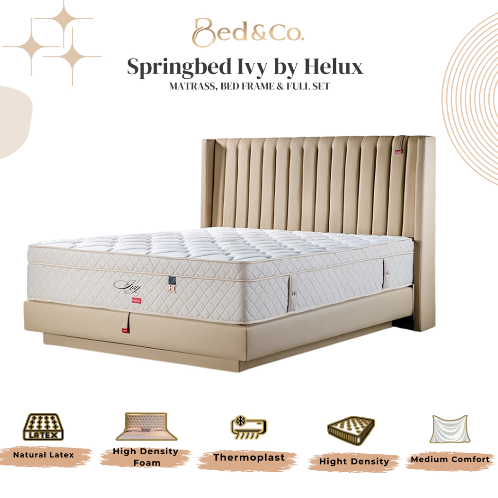 Matras Kasur Springbed Helux Ivy With Latex Full Set Brown Fullset/ Divan/ Matras