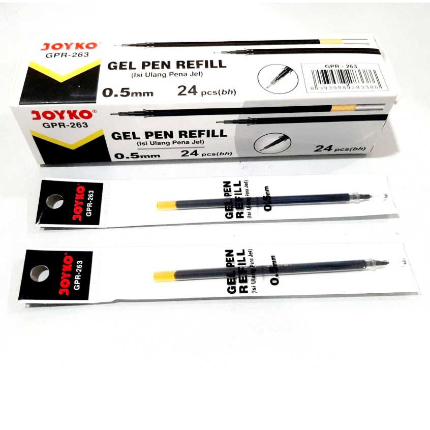 

Harga Grosir 1kotak/24pcs Refill Pulpen Gel 0.5mm GPR-263 Hitam JOYKO ORIGINAL