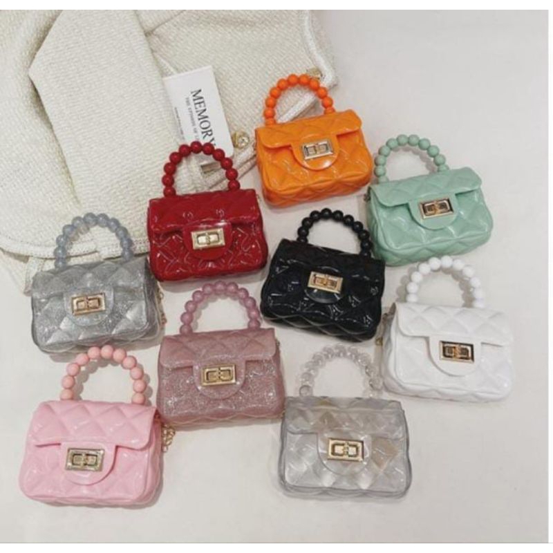Tas Jelly Mini Gliter Tas Anak Perempuan Tas Slempang Tas Jelly Polos Tas Mini Premium