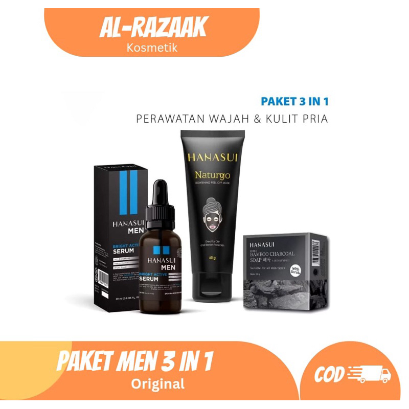 Paket Perawatan Wajah Dan Kulit Pria 3 IN 1 Hanasui