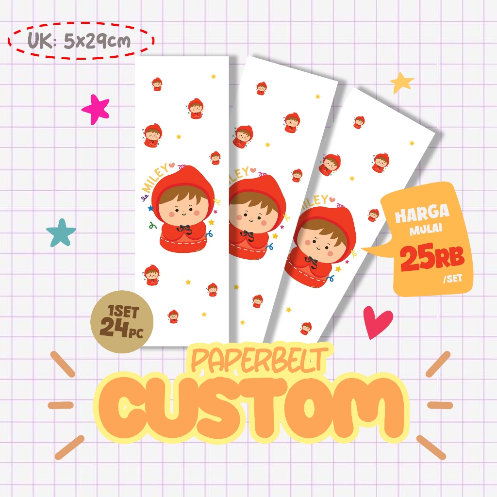 (1SET24pc) Paperbelt / Paper Belt Bento Custom / Paper Belt / Paperbelt Ulang Tahun / paperbelt stic