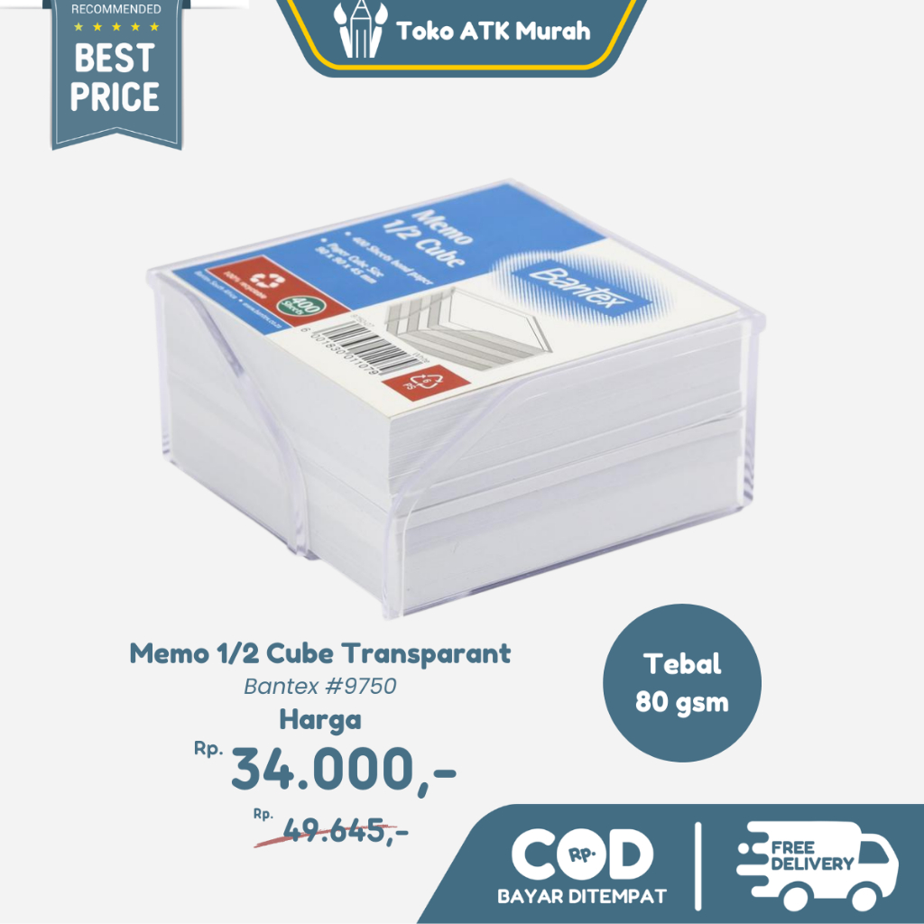 

Bantex Memo 1/2 Cube Transparant #9750