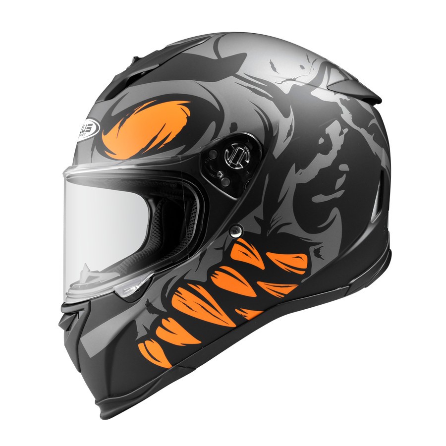 HELM MOTOR ZEUS 822 ZS822B ZS822 822B MATT BLACK / AN27 AN 27 ORANGE SINGLE FLAT VISOR HELM IMPORT O