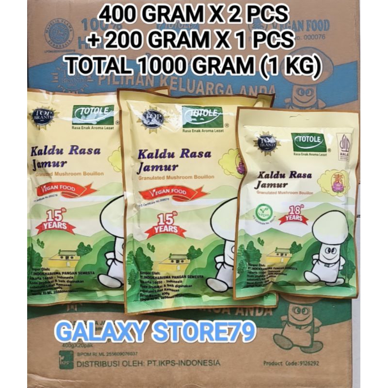 

TOTOLE KALDU RASA JAMUR 1 KG MIX (400 GRAM X 2 PCS + 200 GRAM X 1 PCS )
