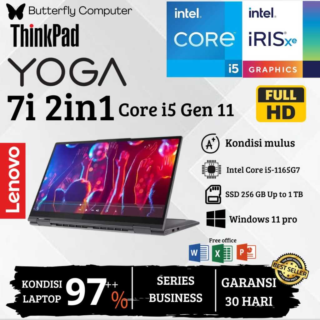 Laptop Lenovo Yoga 7i 2in1 Core I5 Gen 11 - RAM 8GB SSD 1TB - Touchscreen - 15 Inch - Win 11 Pro