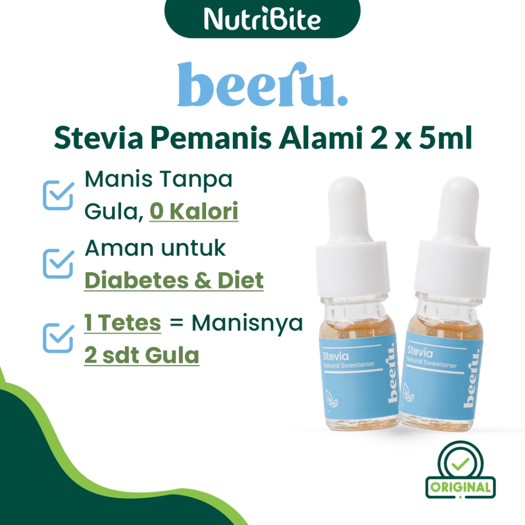 

BEERU Stevia Natural Sweetener Gula Pemanis Alami Cair Tetes Paket 2pcs Sikembar