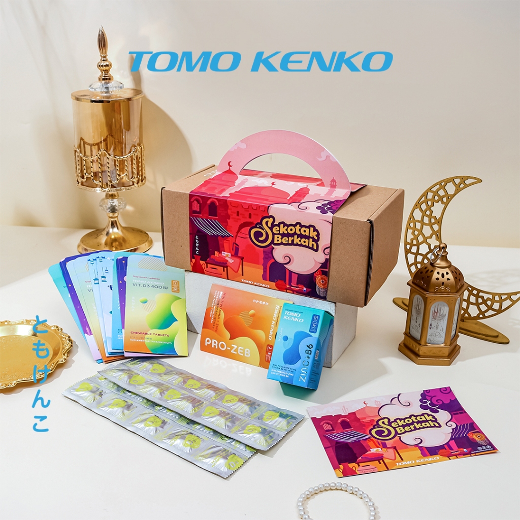 Tomo Kenko Sekotak Berkah Hampers Pro-zeb, Zinc dan Vit D3 1000 IU Gratis Amplop THR Lebaran