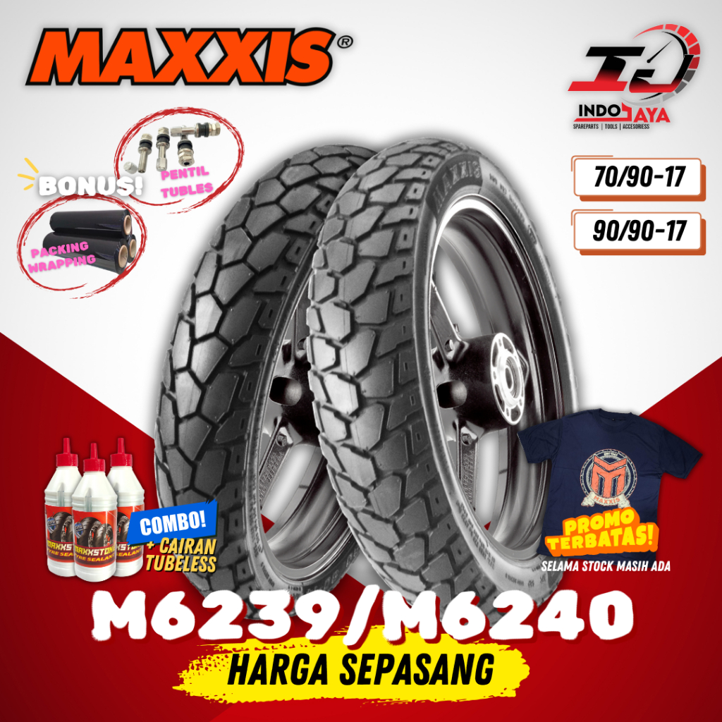 [PAKET MURAH SEPASANG] BAN MAXXIS M6239 / M6240 TUBELESS (70/90-17 & 90/90-17) M-6239 / M-6240 BAN O