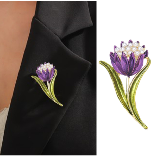 Pearl tulip brooch / Bros bunga tulip / bros fashion elegan / bros hijab