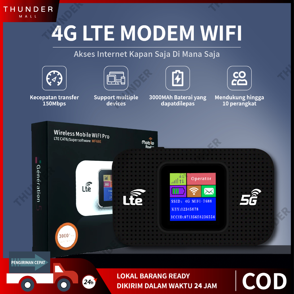 Modem WIFI Mifi All Operator 4G Portabel  Modem Kecepatan Tinggi untuk 150Mbps 3000mah