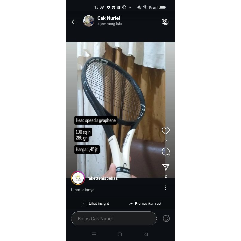 raket tenis head speed s graphene