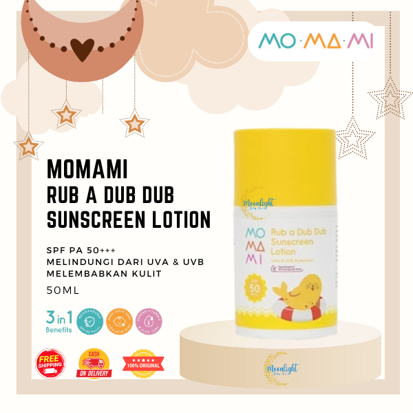Momami Rub A Dub Dub Sunscreen Lotion 50ml – SPF 50 PA+++ Sunscreen Anak Aman untuk Kulit Sensitif