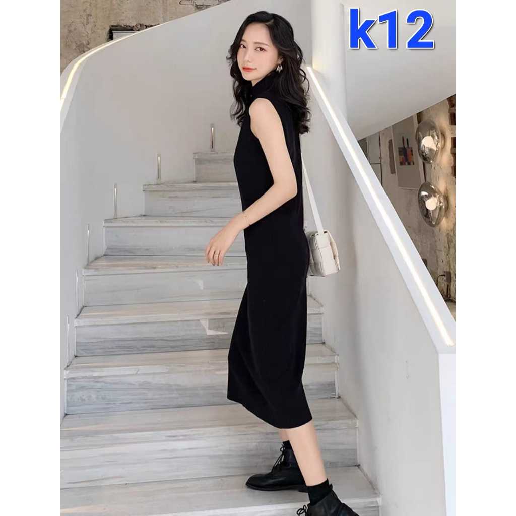 Gaun Hitam K12//inner span dress inner gamis pakaian wanita