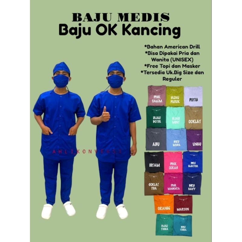 Baju OKA Kancing/Baju OKA Berkancing Lengan Pendek UK.REGULER/Baju OK Leher Bulat+Kancing/Baju Jaga 