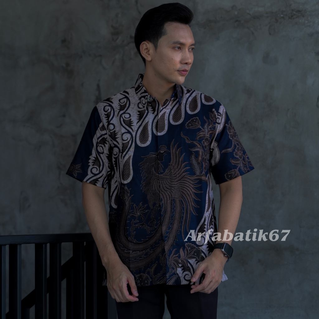 baju batik pria lengan pendek katun prima premium lapis furing hero ready seragaman by arfabatik67 P