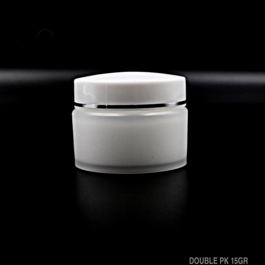 Pot Cream Double PK 15 gram  / Pot Krim 15gr Putih List Silver / Wadah Cream Wajah Putih Cantik / Wa