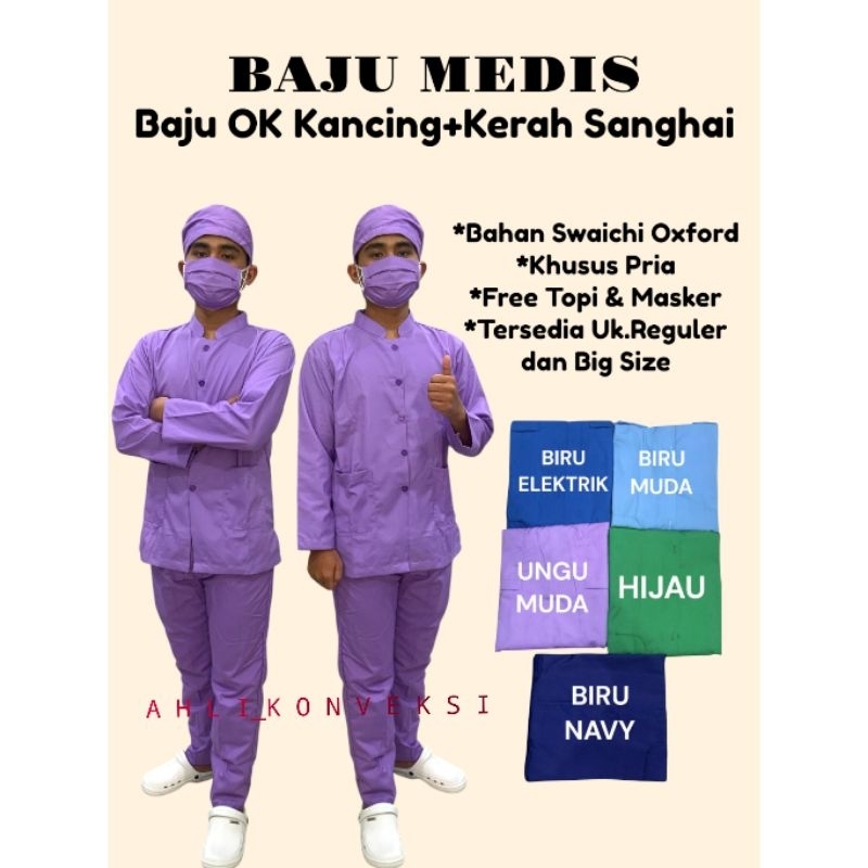 Baju OKA Kancing+Kerah Sanghai Swaichi Oxford/Baju OKA Berkancing Lengan Panjang/Baju OK Leher Bulat