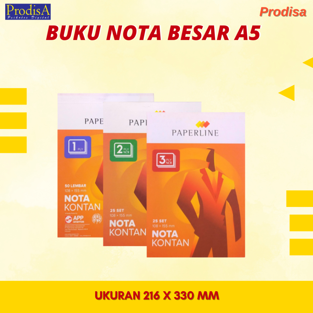 

BUKU NOTA BESAR UKURAN A5 TERDIRI 1 PLY, 2 PLY DAN 3 PLY (PACK-AN)