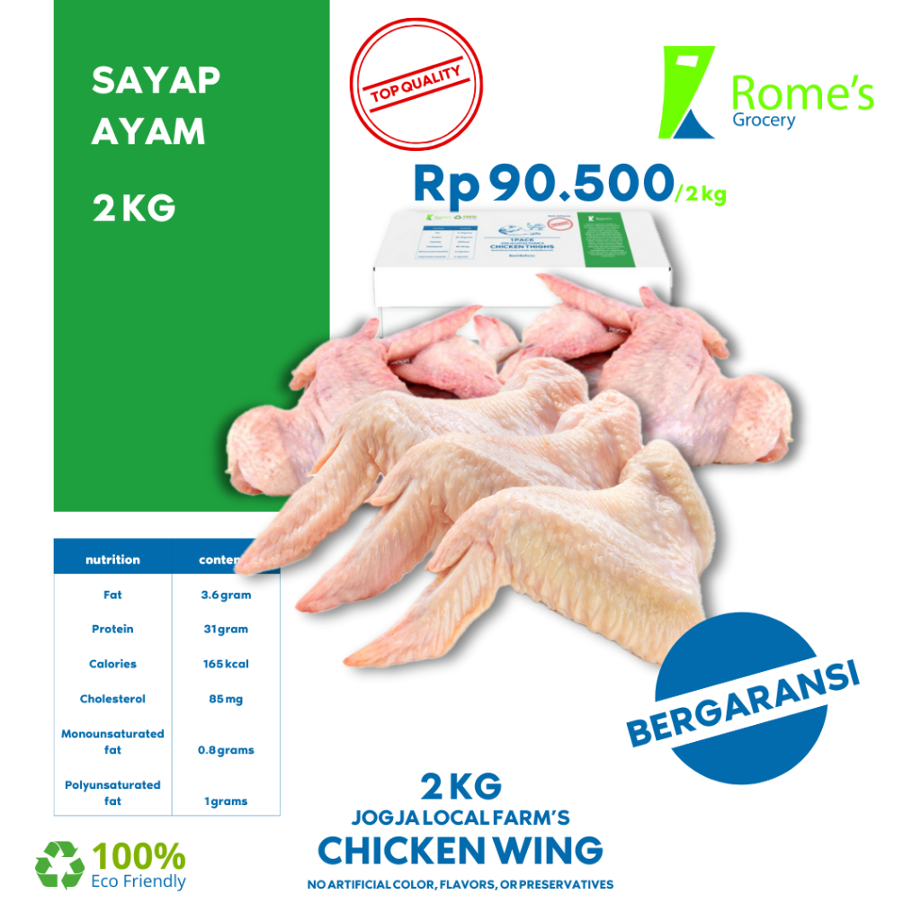 

Sayap Ayam | 2 Kg | Fresh 100% | Bergaransi | Rome's Grocery