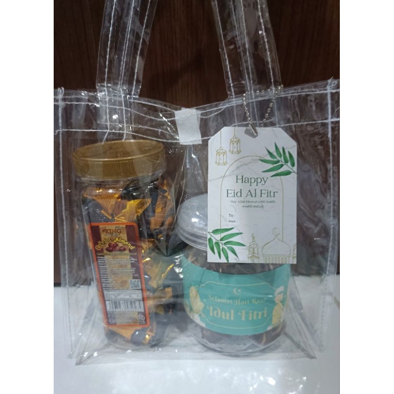 

PROMO Hampers almond cokelat + snack isi 2 toples murah cantik