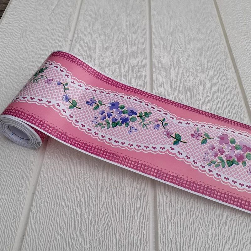 List Border Renda Pink List Border Stiker 10 meter Wall Border 10cm x 10m List Border Dinding Sabuk 