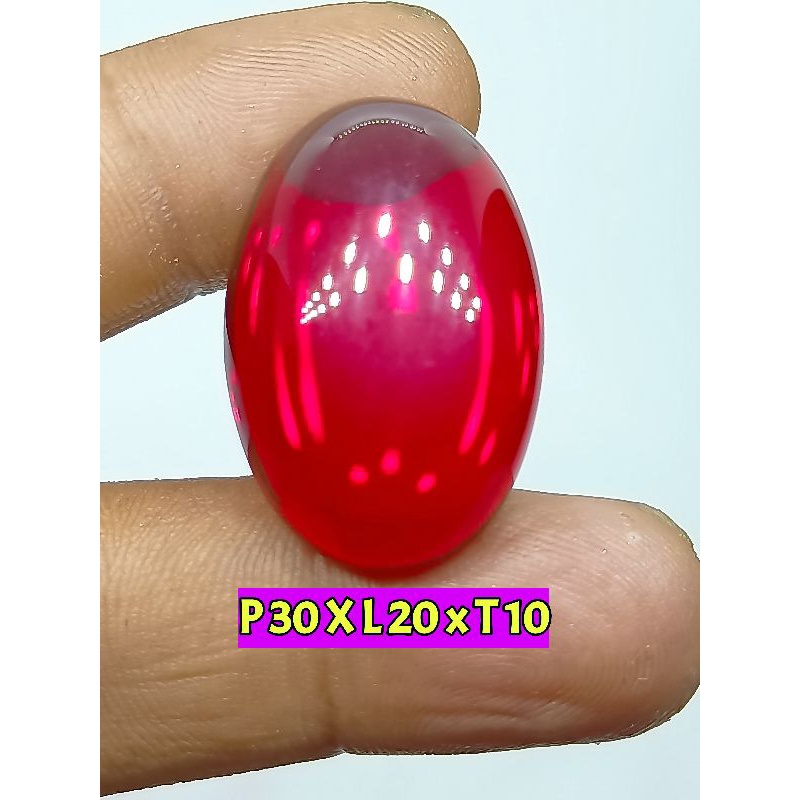 Batu Akik Merah Siam Keristal , Jumbo 30 x 20