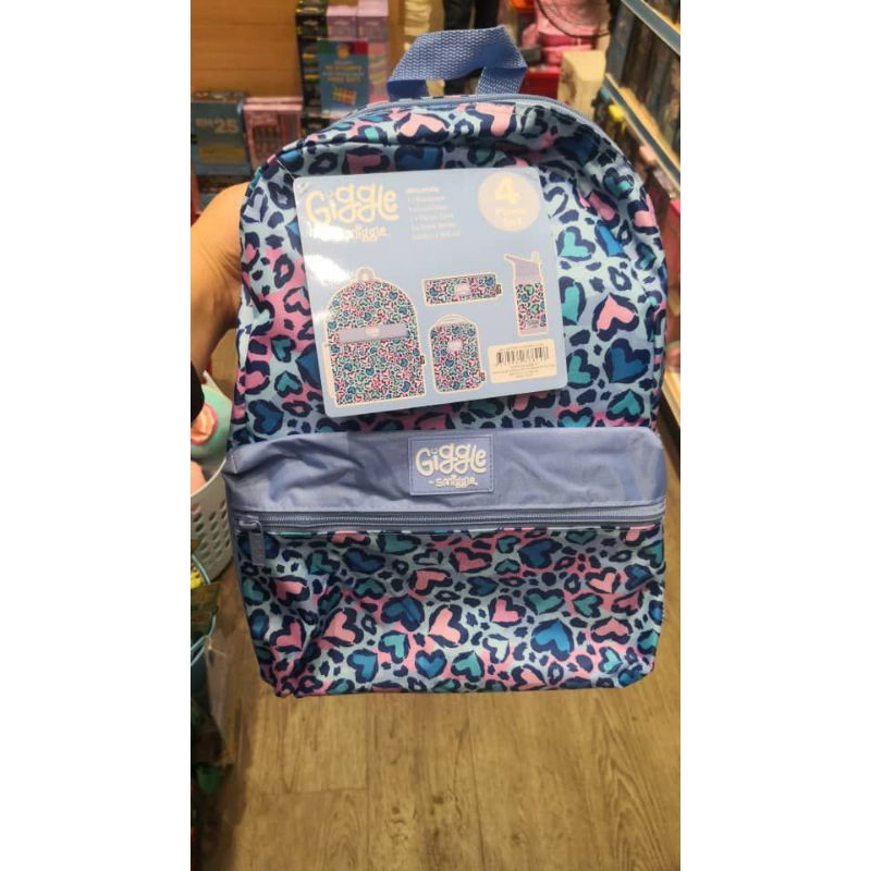 giggle smiggle 4 in 1 new original baru girl back pack bag bottle pencil case lunch box tas ransel a