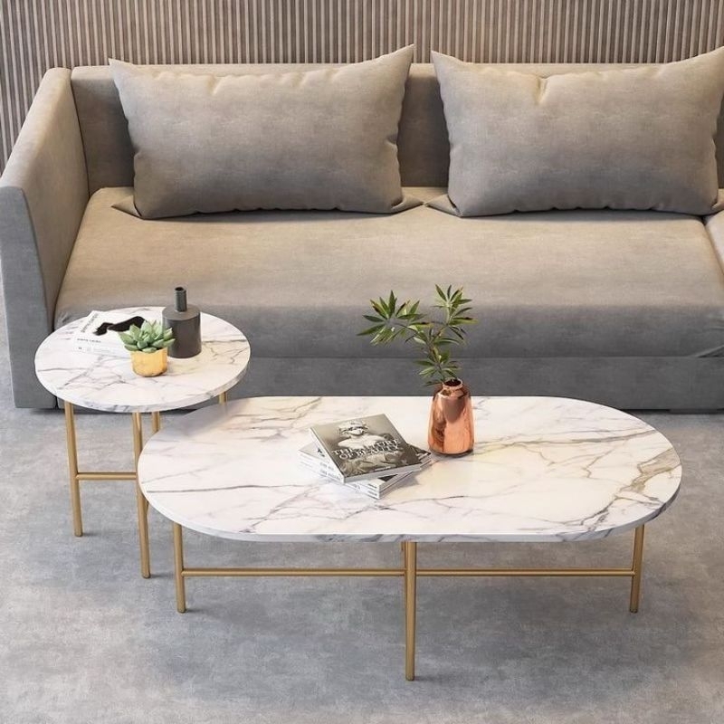 Meja Oval Ruang Tamu Minimalis Meja Oval Aesthetic Meja Tamu Oval Coffee Table Meja Ruang Tamu Serba