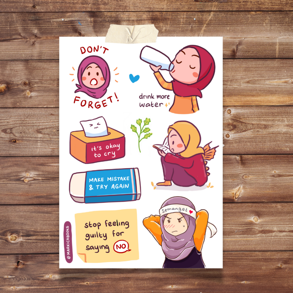 

Mini Sticker - Hijabi Girls Self Care Journaling Sticker Sheet
