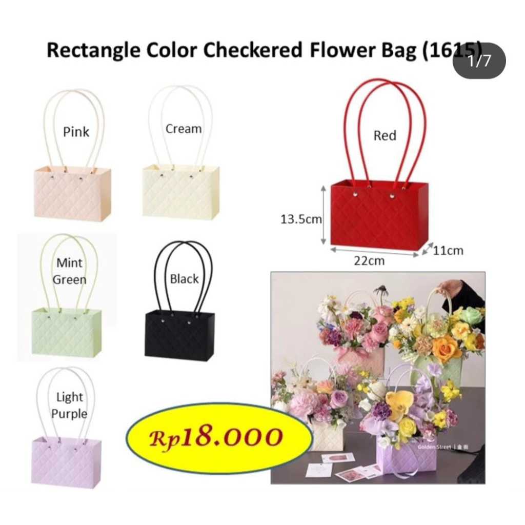 

Rectangle color checkered flower bag - kotak bunga - flower bag - handy flower - barang florist