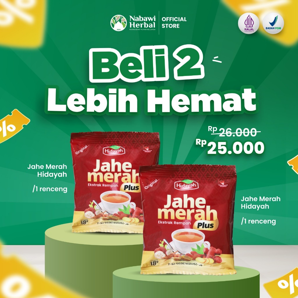 

PAKET HEMAT - Jahe Merah Hidayah Isi 10 Sachet (2 Rencneg)