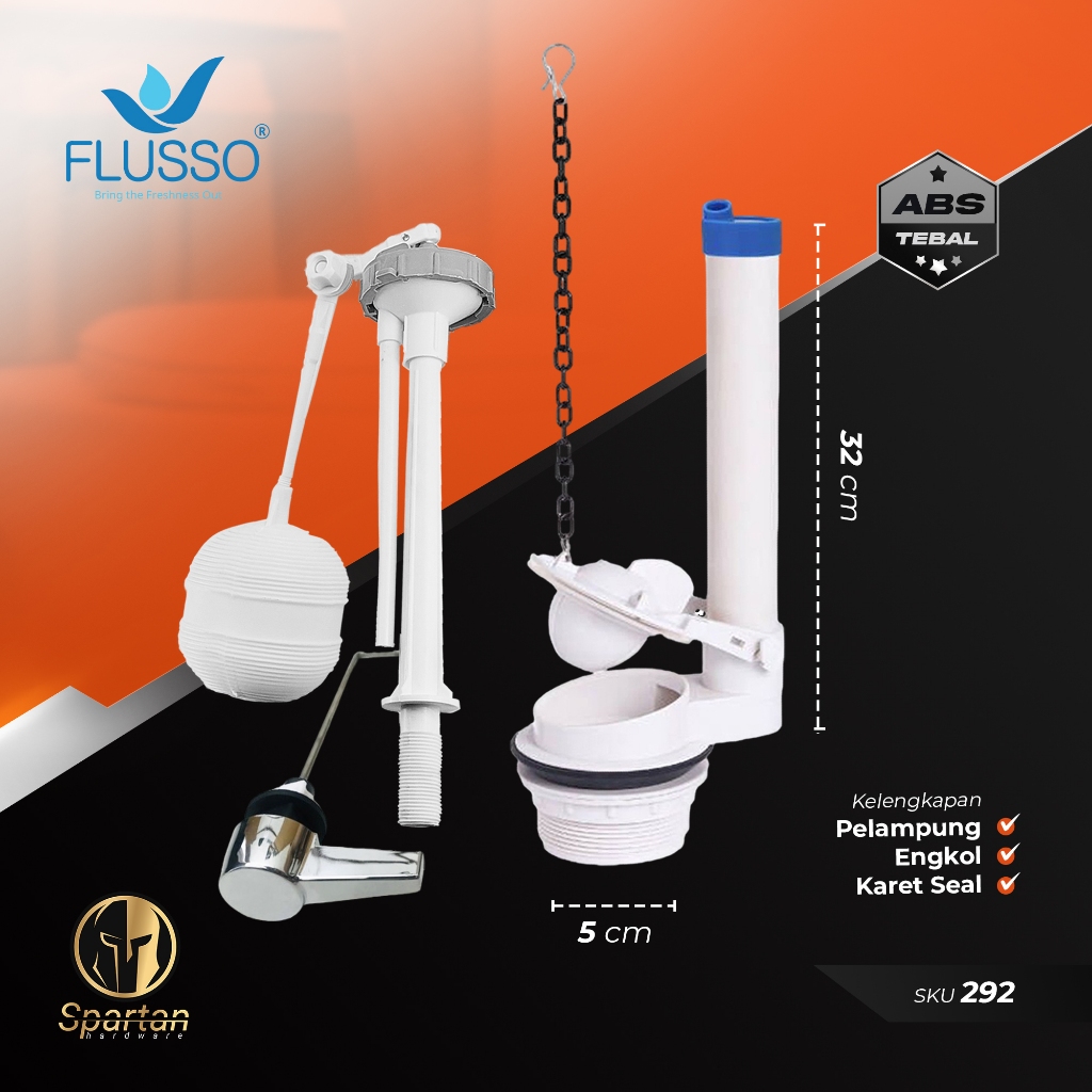 Flush Sparepart Alat Pelampung Tangki Dalam Closet Toilet WC Duduk Engkol Tuas Samping 292 Flusso