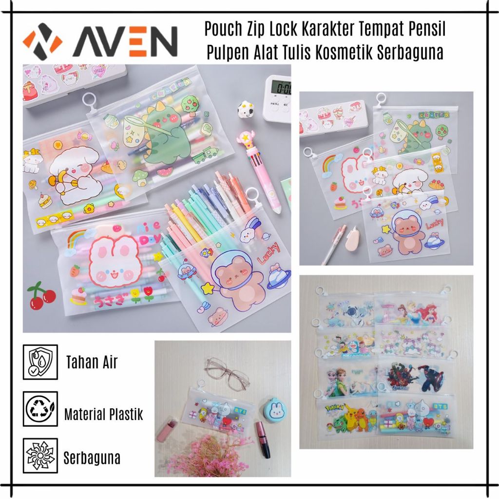 

AVEN Pouch Zip Lock Karakter Tempat Pensil Pulpen Alat Tulis Kosmetik